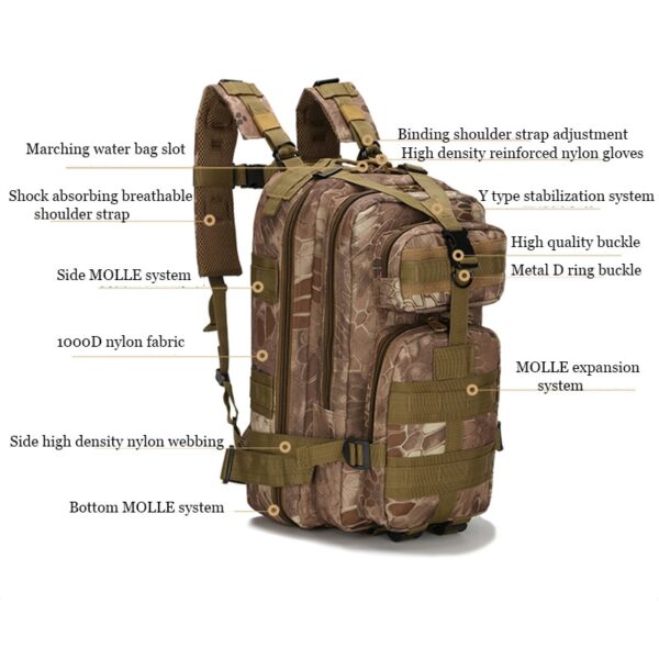Mochila táctica Mole 3P impermeable 600D Oxford, Molle, deportes Outdoor  25Litros - Imagen 4