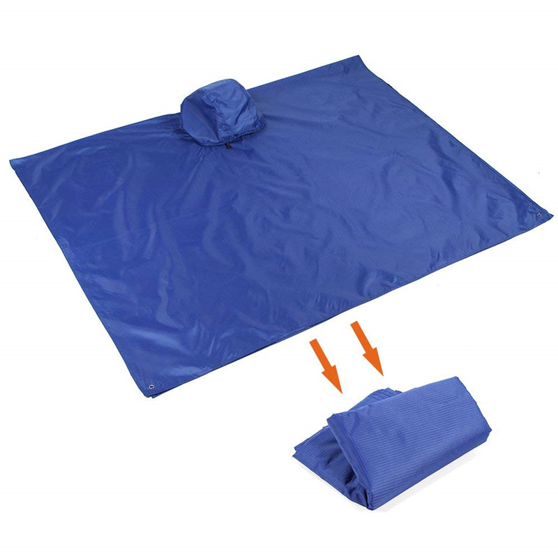 Poncho para senderismo 3 en 1, impermeable, lona con capucha, Poncho de caza, tienda de campaña al aire libre, alfombrilla toldo, refugio