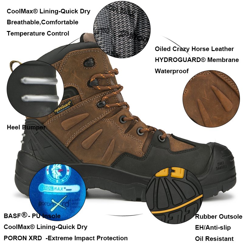 ROCKROOSTER-botas de trabajo de seguridad AK669 para hombre, botines de seguridad con punta compuesta, calzado de construcción de seguridad