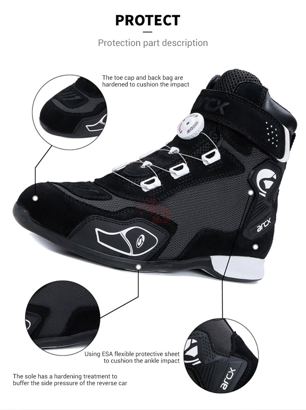 ARCX-Botas De Moto transpirables para hombre, zapatos De Moto, Chopper, Cruiser, Touring, botines, color negro
