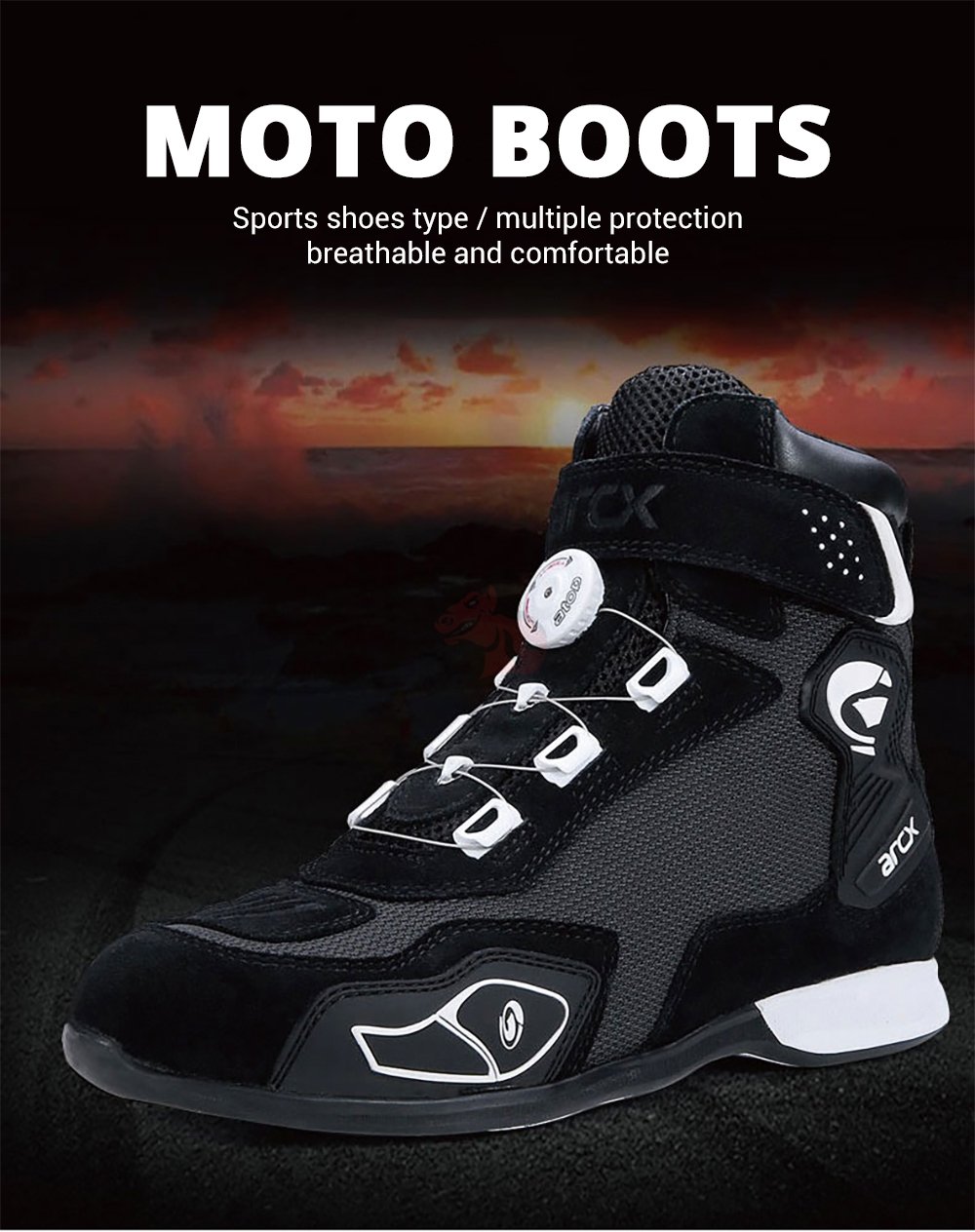 ARCX-Botas De Moto transpirables para hombre, zapatos De Moto, Chopper, Cruiser, Touring, botines, color negro