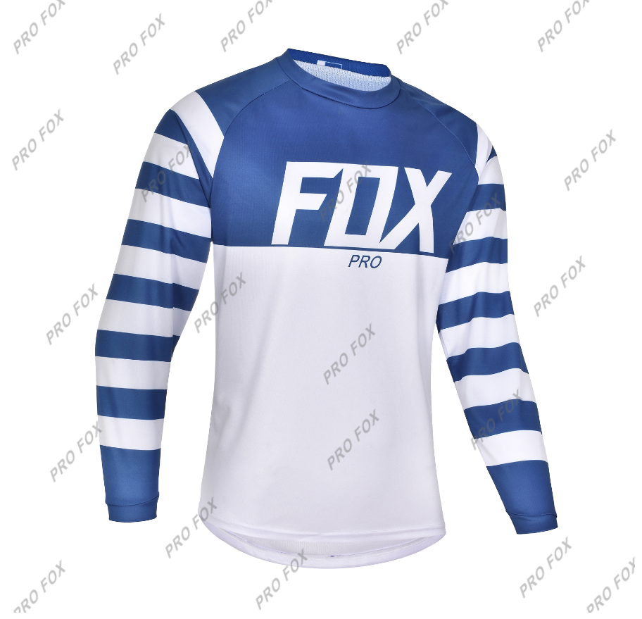 Camiseta de manga larga de ciclismo para hombre, Jersey de manga larga con rayas azules para ciclismo de montaña y Motocross, secado rápido