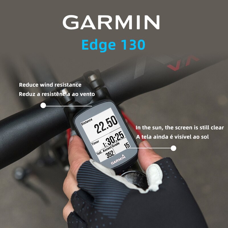 GARMIN-ordenador GPS para bicicleta, velocímetro inalámbrico con ANT +, versión aerodinámica, odómetro, portugués, EDGE 130 - Imagen 3