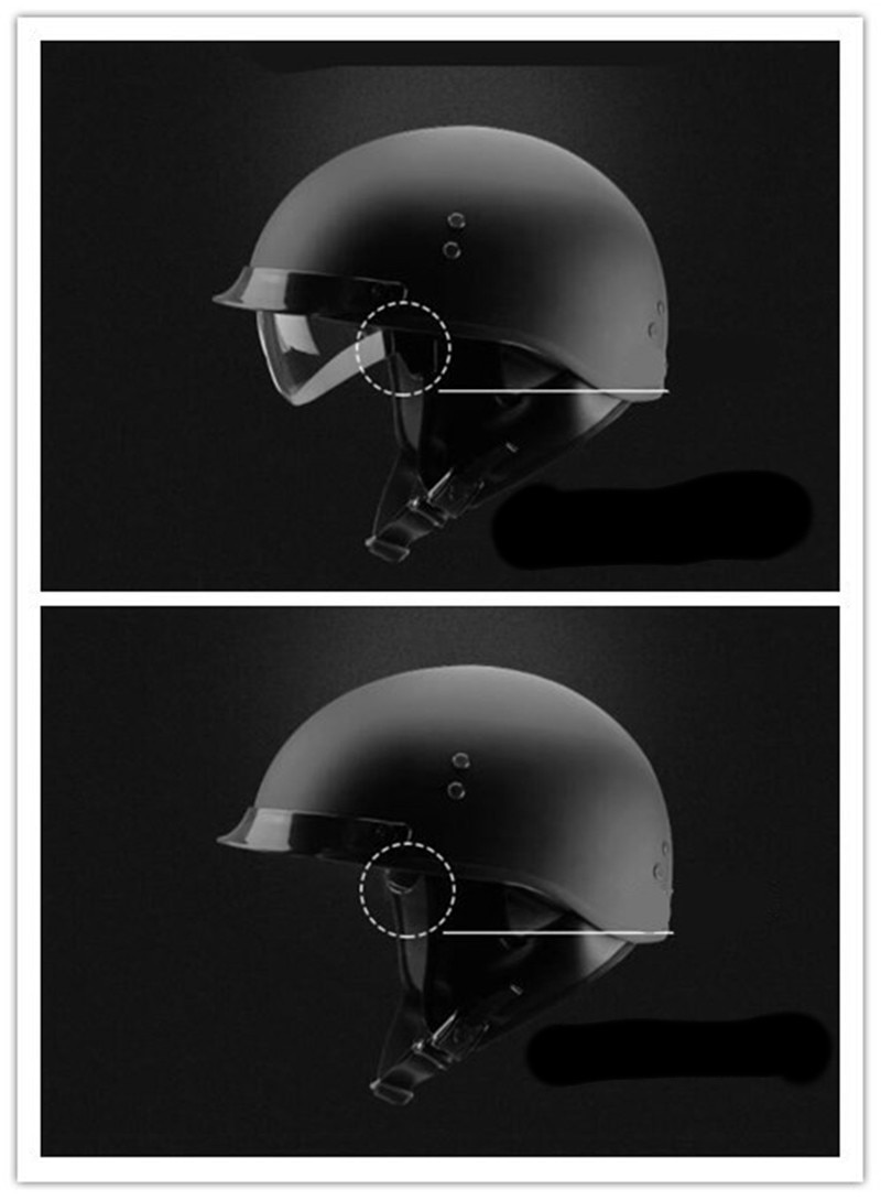 Casco de Moto Estilo Vintage, protector de cara abierta, negro, aprobado por Dot, Retro