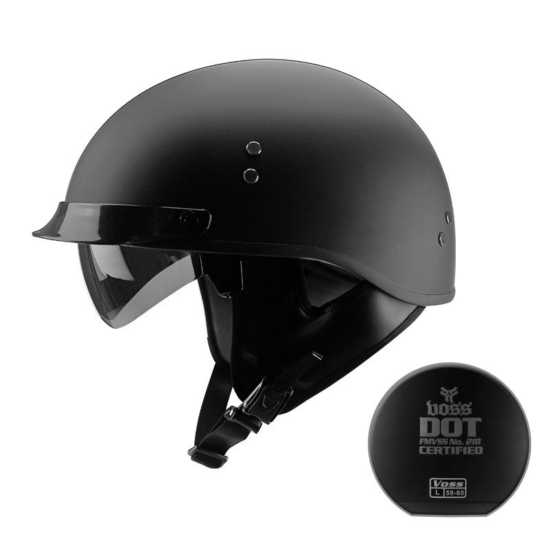 Casco de Moto Estilo Vintage, protector de cara abierta, negro, aprobado por Dot, Retro