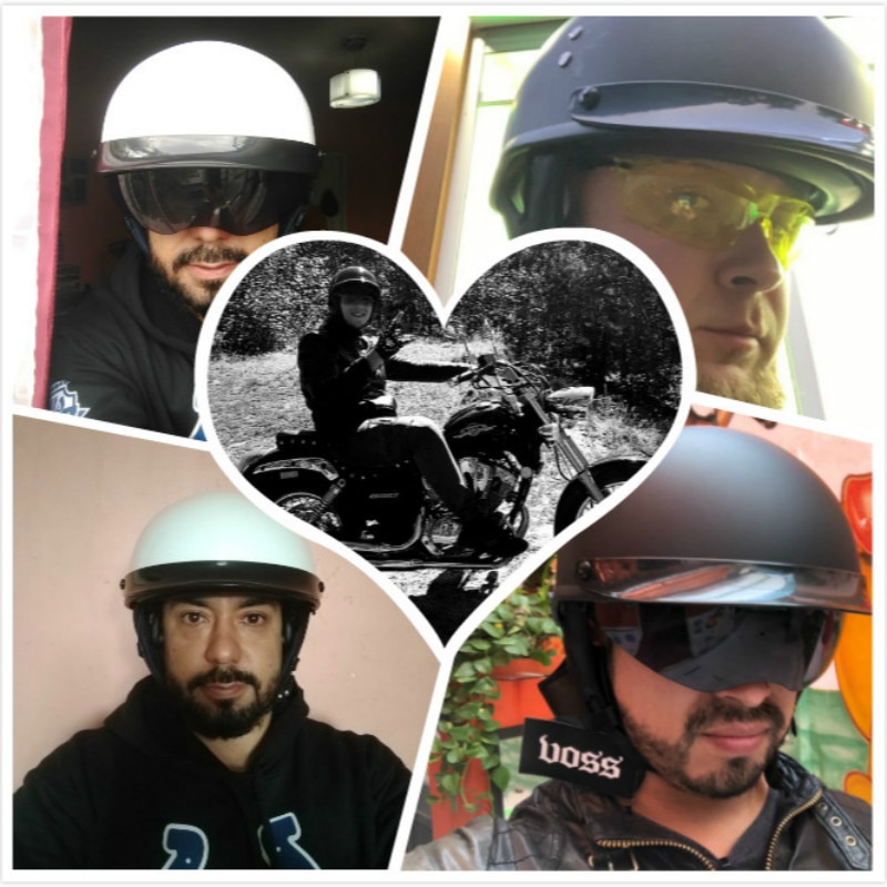 Casco de Moto Estilo Vintage, protector de cara abierta, negro, aprobado por Dot, Retro