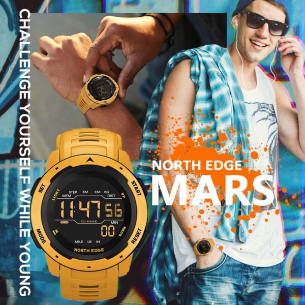 NORTH EDGE- Reloj Digital militar para hombre,  deportes, natación, resistente al agua hasta 50M - Imagen 5