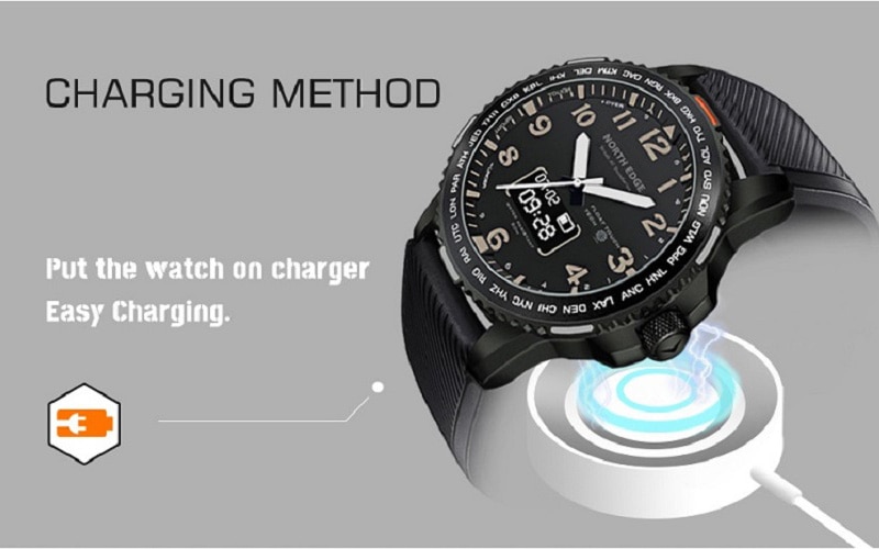 NORTH EDGE-reloj inteligente deportivo para hombre, dispositivo resistente al agua hasta 50M, con control del ritmo cardíaco y Bluetooth, compatible con Android e IOS