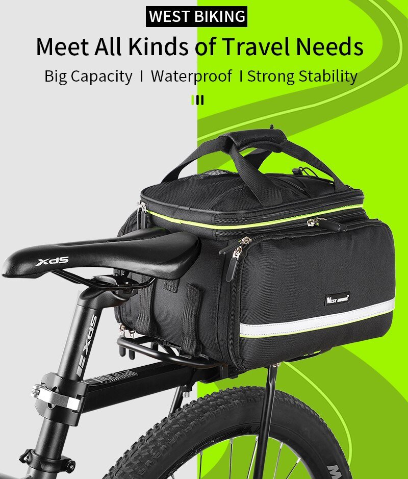 West Biking-Bolsa de equipaje para bicicleta de montaña, 3 en 1, resistente al agua, de gran capacidad, para viaje, nuevo