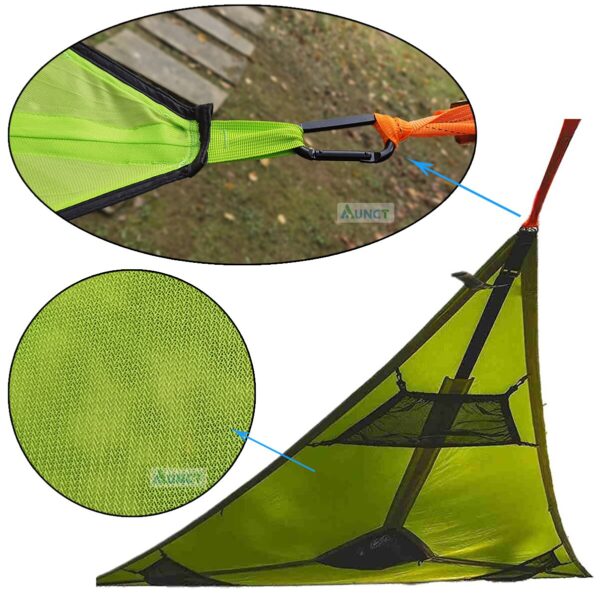 Hamaca multipersona para exteriores, diseño de 3 puntos, portátil, multifuncional, triangular, aérea, conveniente para dormir y acampar - Imagen 4