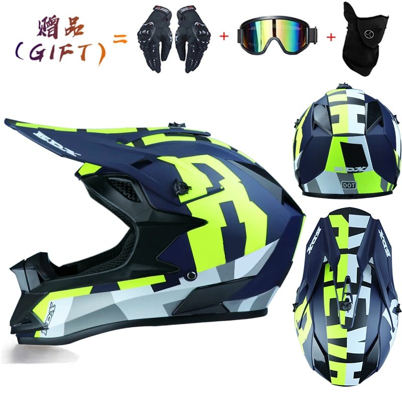 Casco de moto, casco de moto de campo traviesa, casco para niños, casco luminoso nocturno, 3 regalos