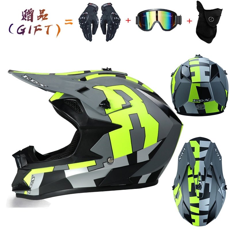 Casco de moto, casco de moto de campo traviesa, casco para niños, casco luminoso nocturno, 3 regalos