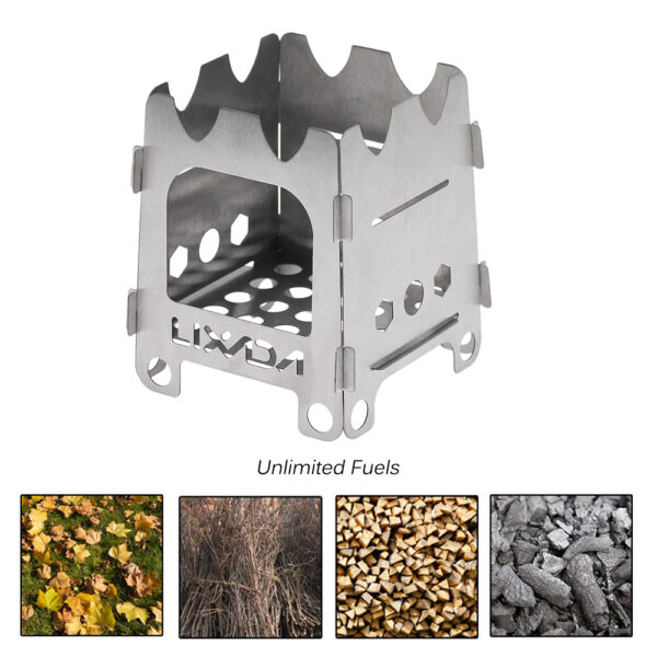 Estufa de titanio Lixada para acampar al aire libre, estufa de madera plegable ultraligera portátil, estufa de bolsillo para acampar, pescar y senderismo - Imagen 3