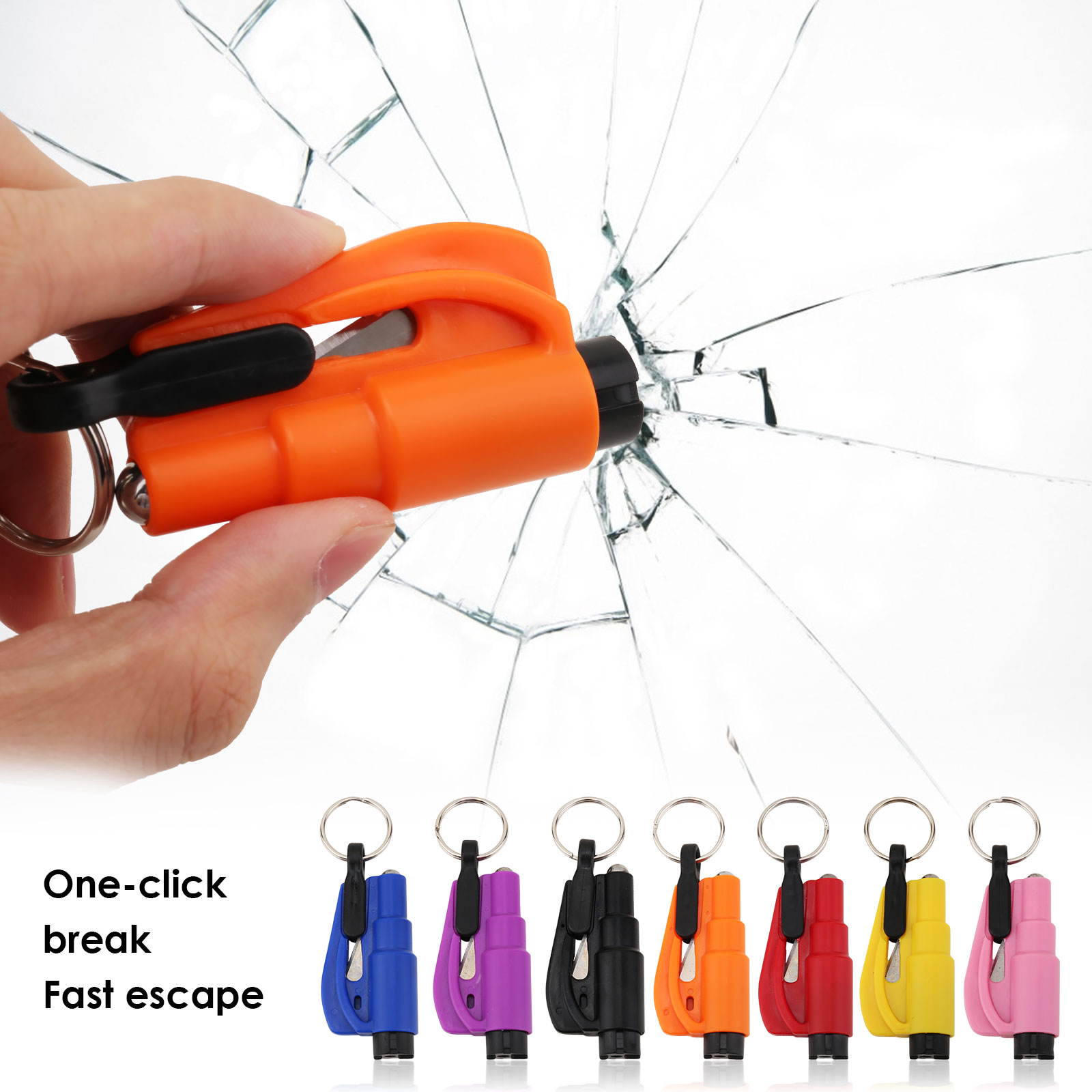 Martillo de seguridad portátil para coche, martillo de Escape tipo resorte, rompevientos, perforador, cinturón de seguridad, llavero