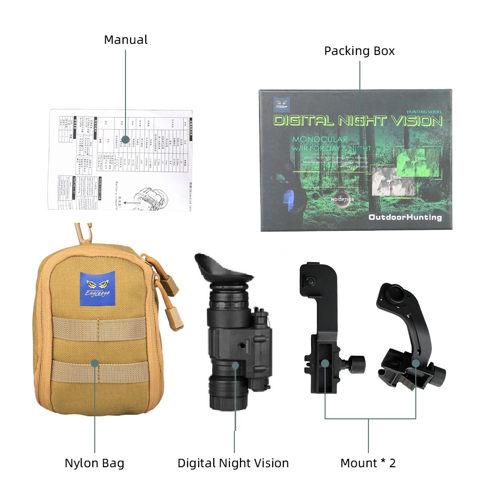 PVS-14 táctico de fábrica, mira de visión nocturna con adaptador de montaje de rhino para casco de caza, dragón táctico, E.T, 1 Juego PVS-14 táctico de fábrica, mira de visión nocturna con adaptador de montaje de rhino para casco de caza, dragón táctico, E.T, 1 Juego