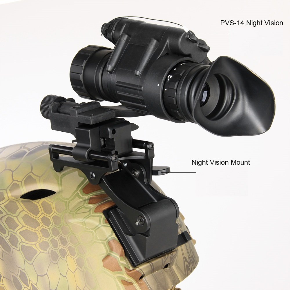 PVS-14 táctico de fábrica, mira de visión nocturna con adaptador de montaje de rhino para casco de caza, dragón táctico, E.T, 1 Juego