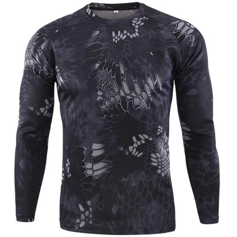 Camiseta de camuflaje para hombre, camisa de manga larga de secado rápido, transpirable, para deportes al aire libre, camisetas militares tácticas de combate del ejército - Imagen 6