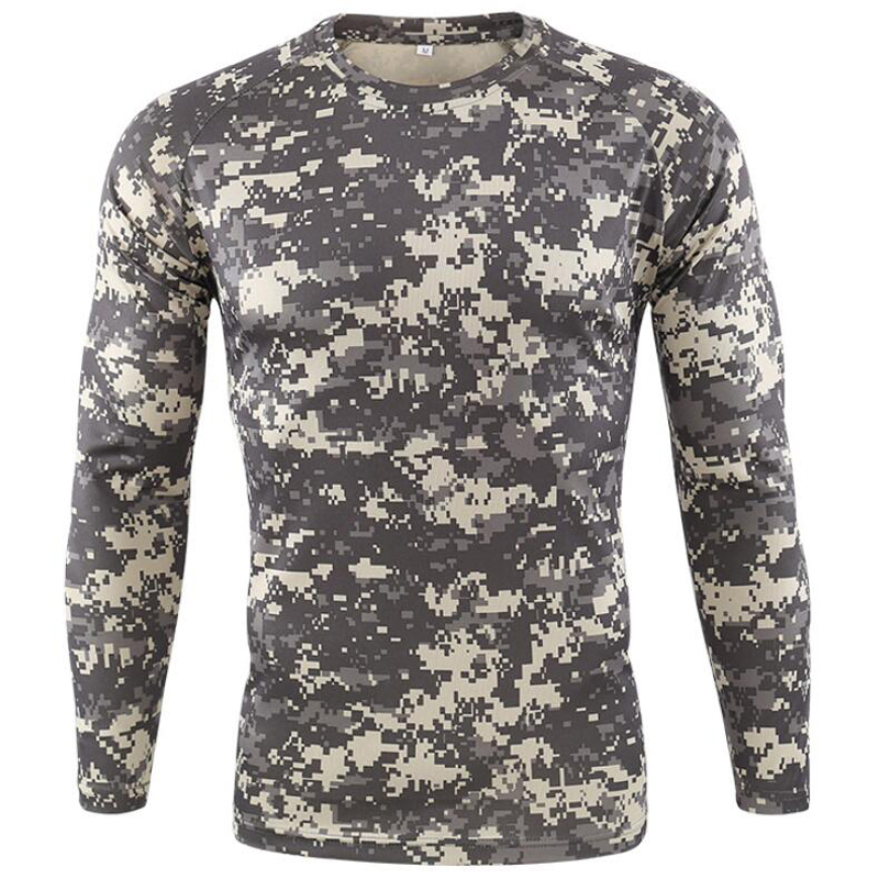 Camiseta de camuflaje para hombre, camisa de manga larga de secado rápido, transpirable, para deportes al aire libre, camisetas militares tácticas de combate del ejército Camiseta de camuflaje para hombre, camisa de manga larga de secado rápido, transpirable, para deportes al aire libre, camisetas militares tácticas de combate del ejército