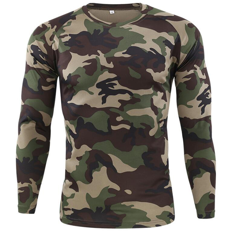 Camiseta de camuflaje para hombre, camisa de manga larga de secado rápido, transpirable, para deportes al aire libre, camisetas militares tácticas de combate del ejército Camiseta de camuflaje para hombre, camisa de manga larga de secado rápido, transpirable, para deportes al aire libre, camisetas militares tácticas de combate del ejército