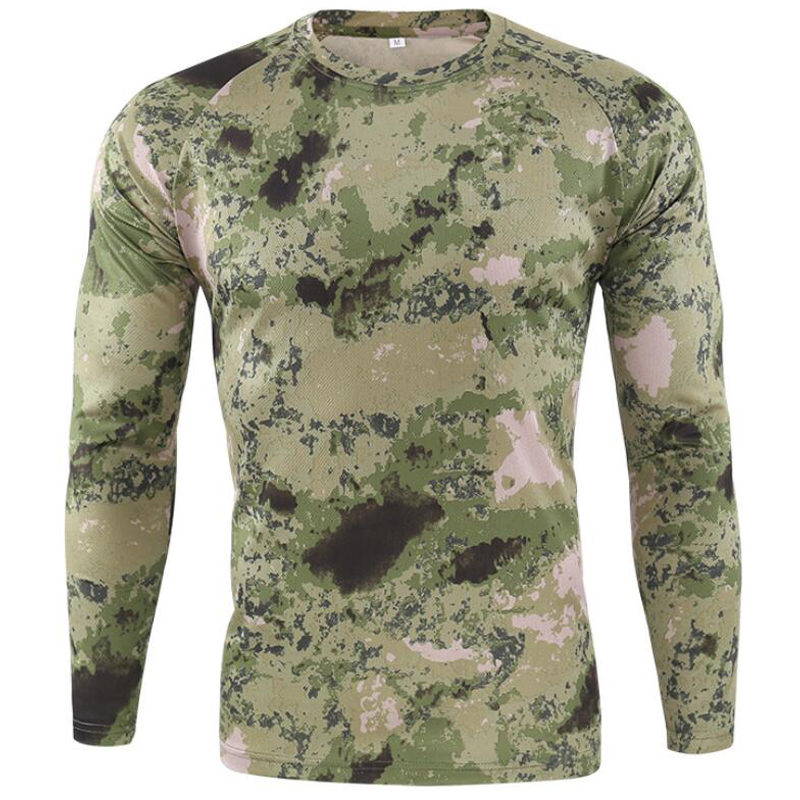 Camiseta de camuflaje para hombre, camisa de manga larga de secado rápido, transpirable, para deportes al aire libre, camisetas militares tácticas de combate del ejército Camiseta de camuflaje para hombre, camisa de manga larga de secado rápido, transpirable, para deportes al aire libre, camisetas militares tácticas de combate del ejército
