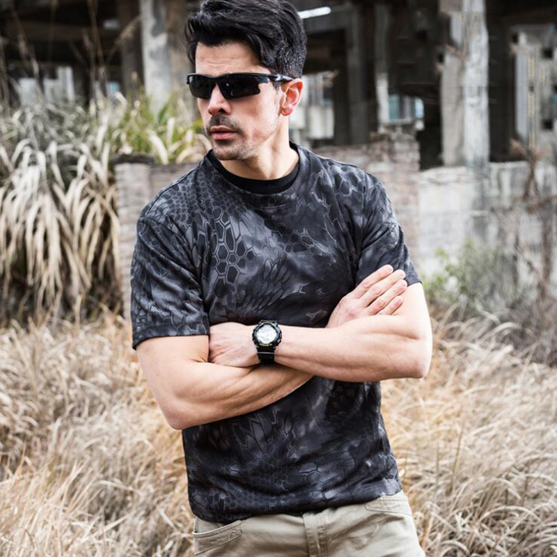 Camiseta de camuflaje para hombre, camisa de manga larga de secado rápido, transpirable, para deportes al aire libre, camisetas militares tácticas de combate del ejército Camiseta de camuflaje para hombre, camisa de manga larga de secado rápido, transpirable, para deportes al aire libre, camisetas militares tácticas de combate del ejército