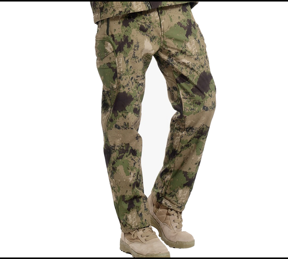 TAD-Pantalones impermeables de piel de tiburón para hombre, calzas de lana para exteriores, senderismo, escalada, Camuflaje CS, caza, ejército militar