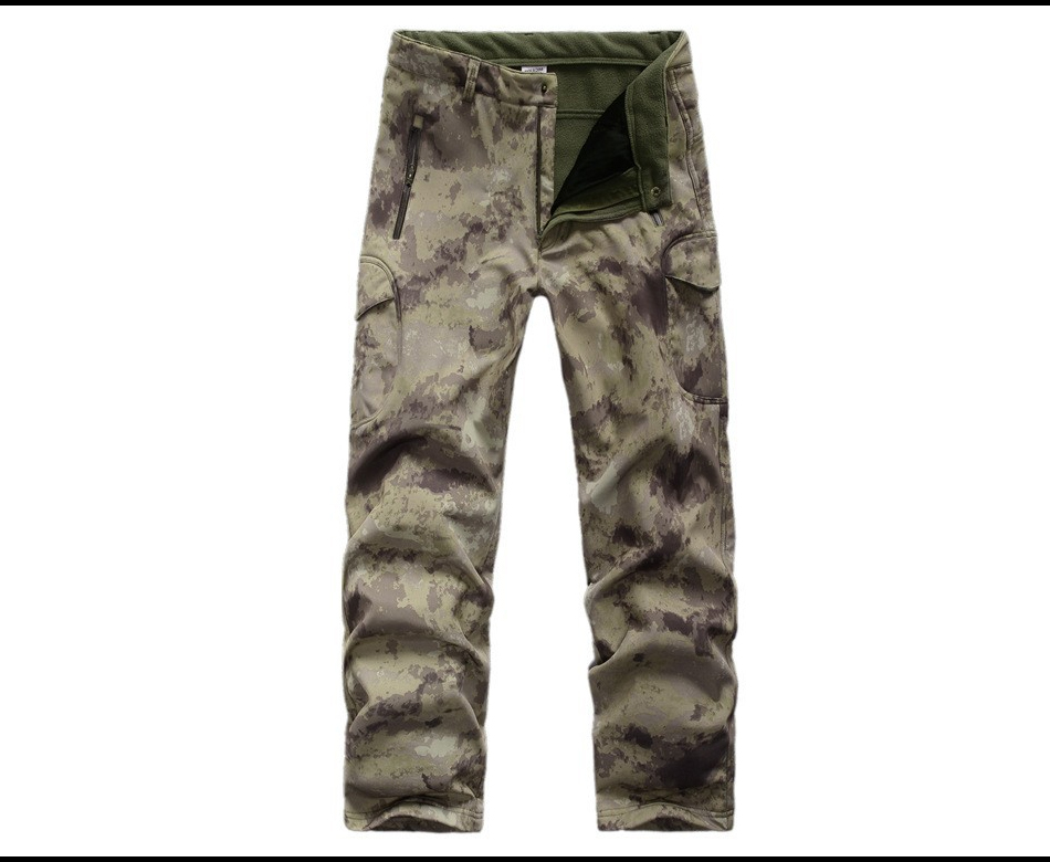 TAD-Pantalones impermeables de piel de tiburón para hombre, calzas de lana para exteriores, senderismo, escalada, Camuflaje CS, caza, ejército militar