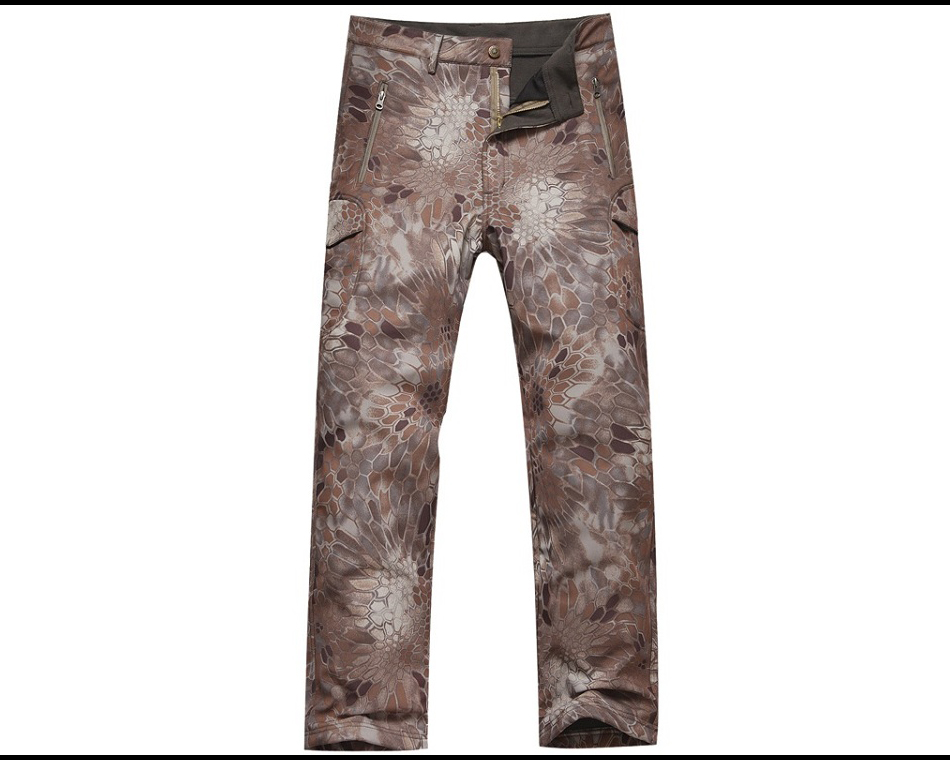 TAD-Pantalones impermeables de piel de tiburón para hombre, calzas de lana para exteriores, senderismo, escalada, Camuflaje CS, caza, ejército militar