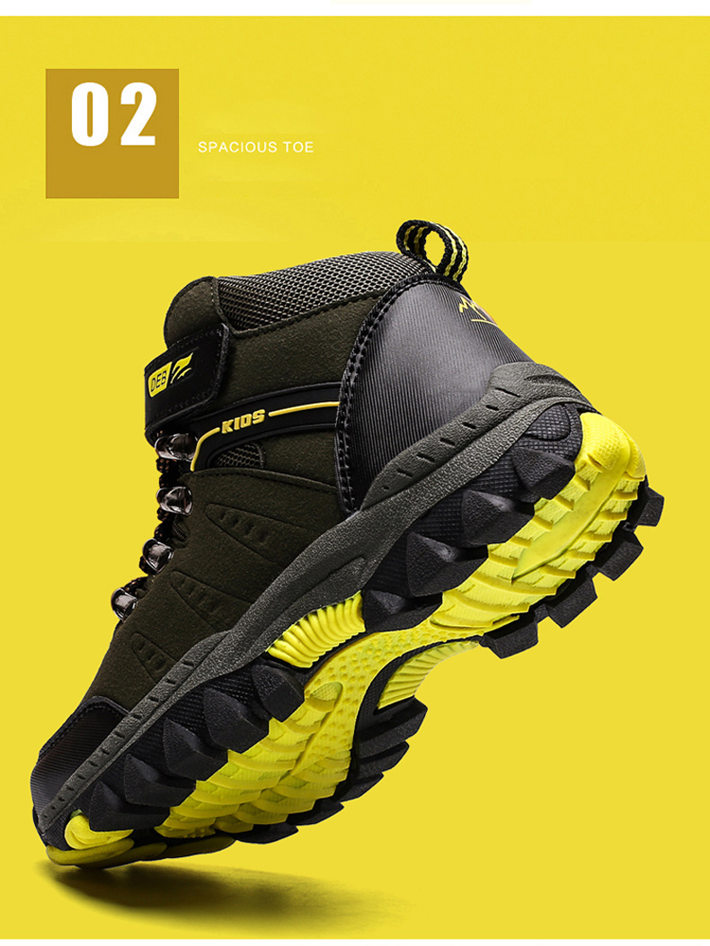 Zapatos deportivos de senderismo para niños, zapatillas de Trekking antideslizantes, calzado para escalar, cálidas, de piel, para Otoño e Invierno
