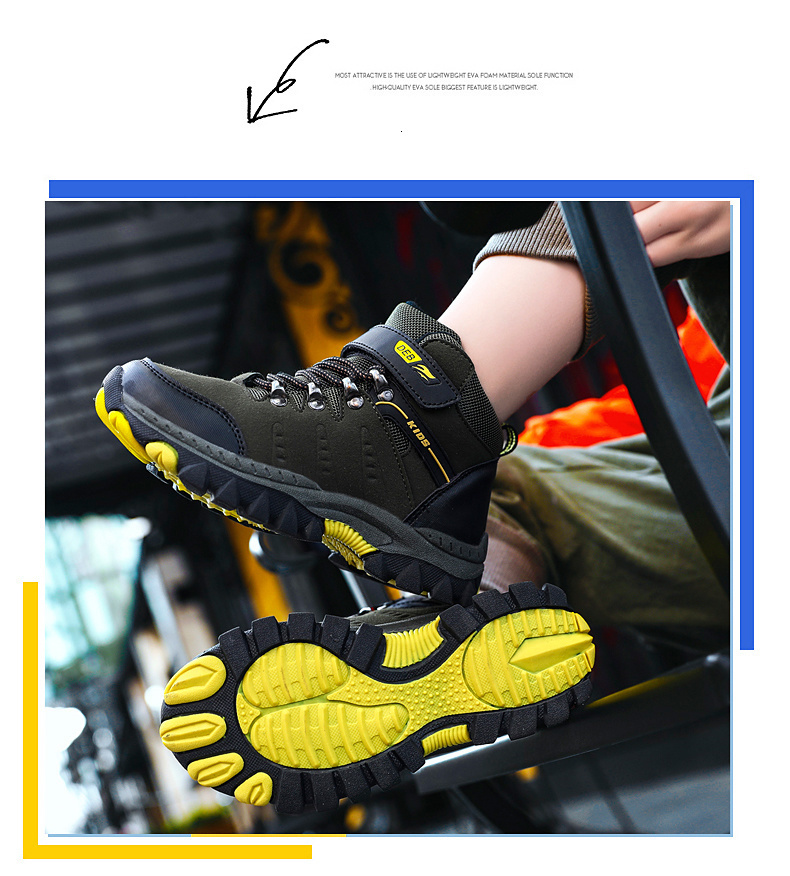 Zapatos deportivos de senderismo para niños, zapatillas de Trekking antideslizantes, calzado para escalar, cálidas, de piel, para Otoño e Invierno