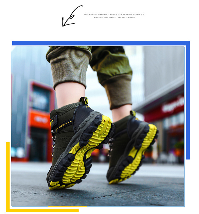 Zapatos deportivos de senderismo para niños, zapatillas de Trekking antideslizantes, calzado para escalar, cálidas, de piel, para Otoño e Invierno