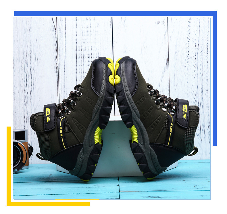 Zapatos deportivos de senderismo para niños, zapatillas de Trekking antideslizantes, calzado para escalar, cálidas, de piel, para Otoño e Invierno