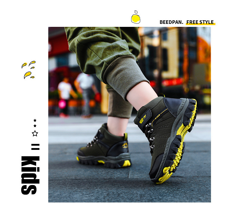Zapatos deportivos de senderismo para niños, zapatillas de Trekking antideslizantes, calzado para escalar, cálidas, de piel, para Otoño e Invierno