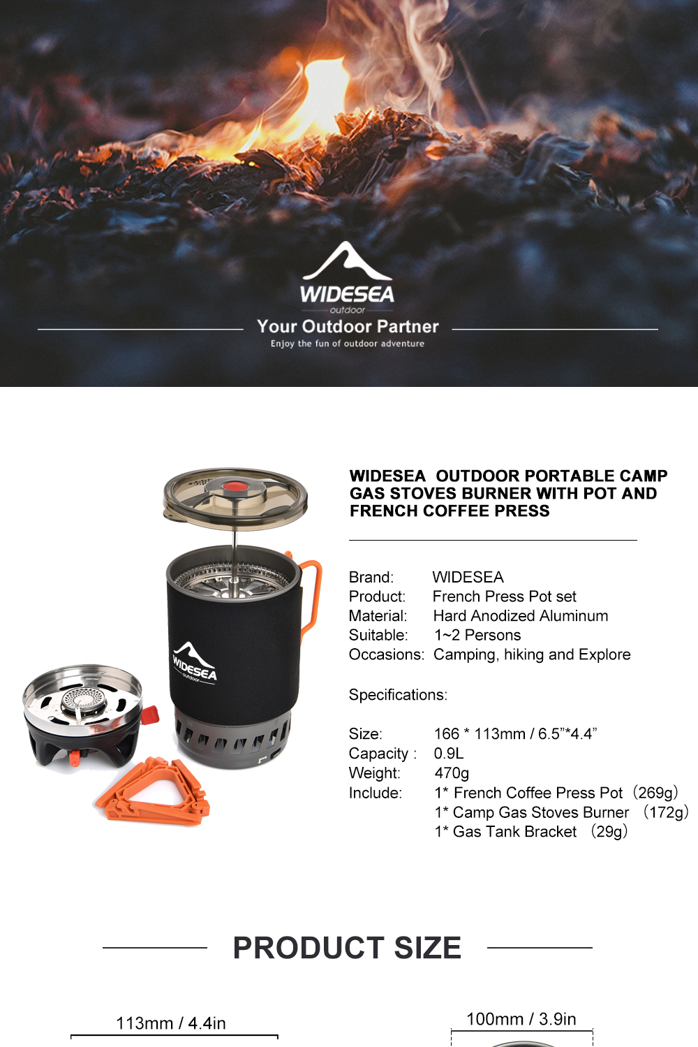 Widesea-Sistema de cocina para acampar con intercambiador de calor, estufa de Gas para exteriores, quemador, taza de café para turismo, vajilla Widesea-Sistema de cocina para acampar con intercambiador de calor, estufa de Gas para exteriores, quemador, taza de café para turismo, vajilla