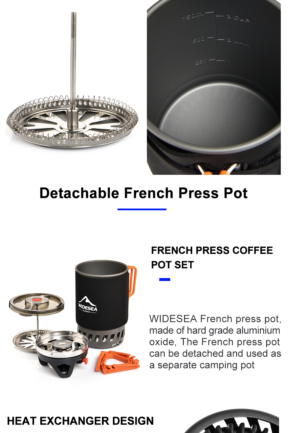 Widesea-Sistema de cocina para acampar con intercambiador de calor, estufa de Gas para exteriores, quemador, taza de café para turismo, vajilla Widesea-Sistema de cocina para acampar con intercambiador de calor, estufa de Gas para exteriores, quemador, taza de café para turismo, vajilla