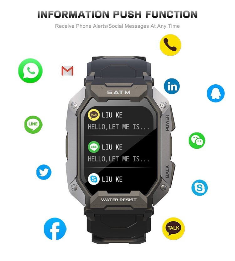SKMEI-reloj inteligente para hombre, accesorio de pulsera resistente al agua IP68 con Bluetooth, podómetro, seguimiento de actividad deportiva y natación, para Android e ios, 1,71 pulgadas