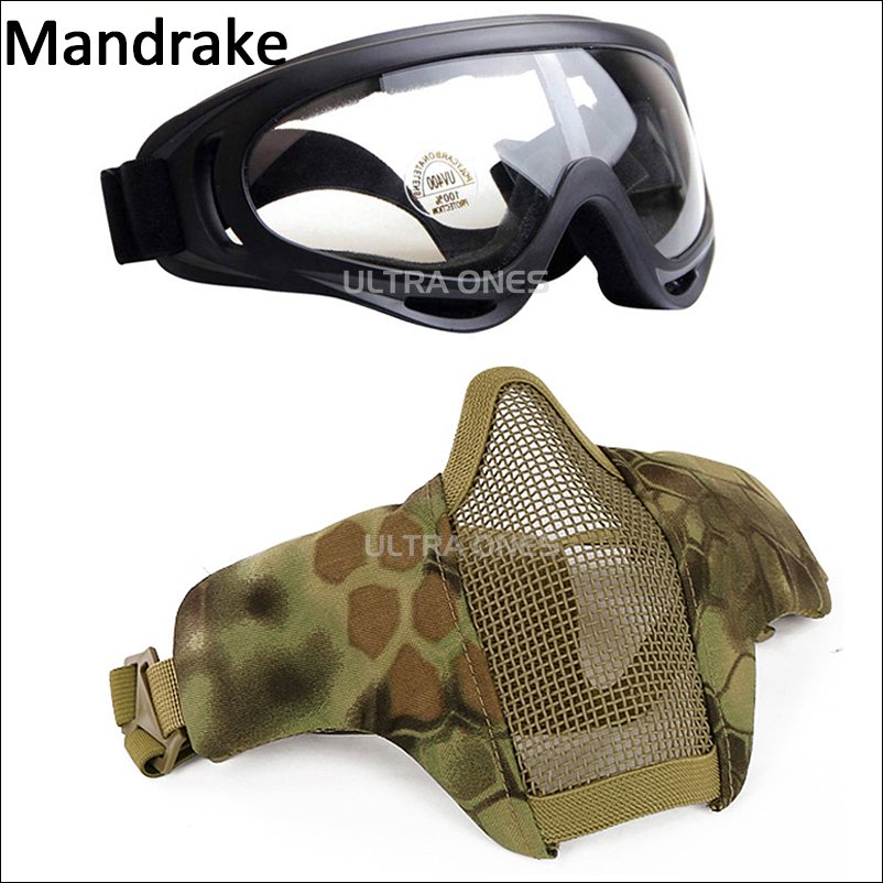 Airsoft-máscara y gafas tácticas de media cara, máscara de malla de acero plegable para tiro al aire libre, Paintball Cs, juego protector