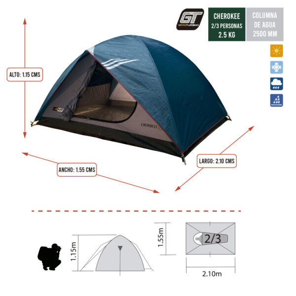 Carpa Iglú Nautika Cherokee 2/3 personas - Imagen 3