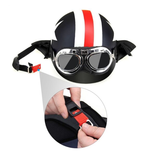 Casco de moto Retro con gafas, medio abierto, Retro - Imagen 4