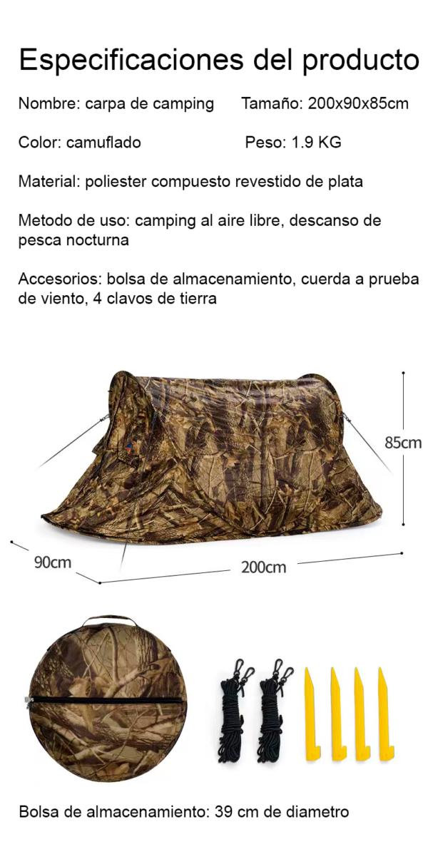 Carpa de camping autoarmado diseo hoja - Imagen 9