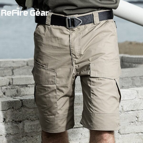 ReFire Gear-pantalones cortos militares para hombre, Shorts tácticos de camuflaje impermeables, informales, sueltos, de algodón, para verano - Imagen 3