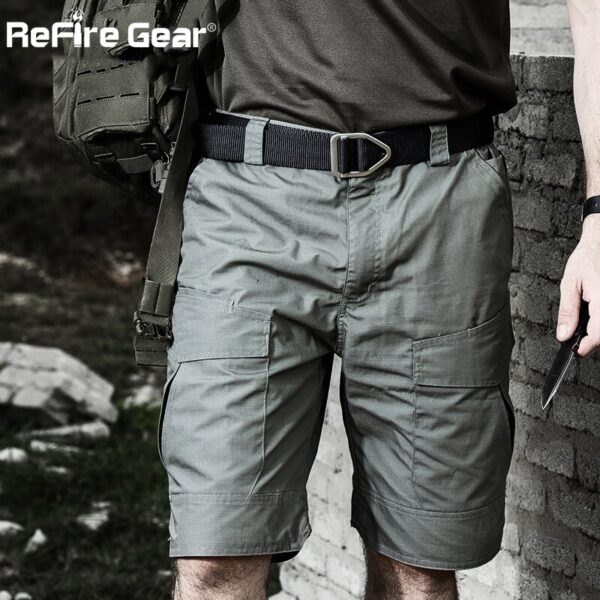 ReFire Gear-pantalones cortos militares para hombre, Shorts tácticos de camuflaje impermeables, informales, sueltos, de algodón, para verano - Imagen 2