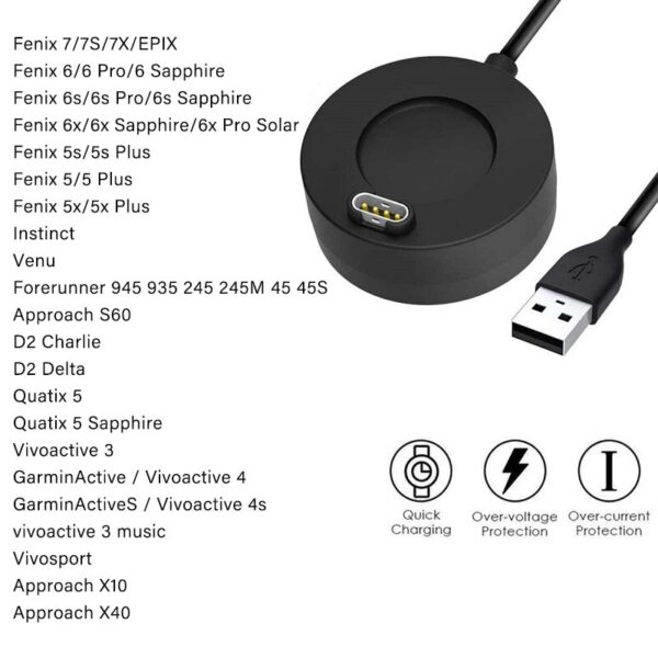 Base de carga Solar Fenix Garmin  Watch 5/67/7S cargador 6x Pro  Cable de carga Enfoque de Cable de datos - Imagen 5