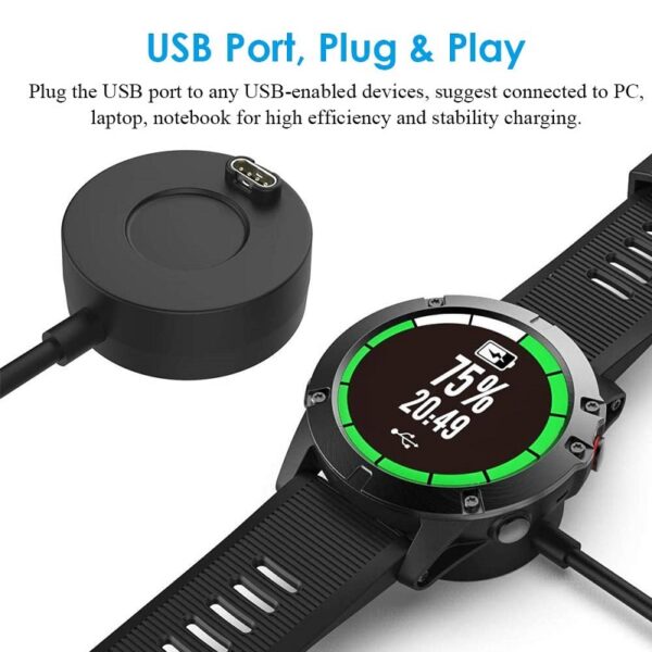 Base de carga Solar Fenix Garmin  Watch 5/67/7S cargador 6x Pro  Cable de carga Enfoque de Cable de datos - Imagen 3