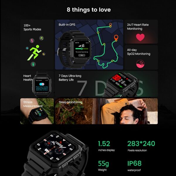 NORTH EDGE-reloj inteligente Outdoor,  resistente al agua IP68, con GPS, GLONASS, GALILEO, seguimiento del ritmo cardíaco, SpO2, 2022 - Imagen 5