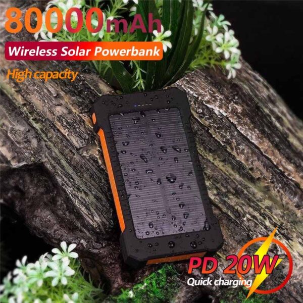 Banco de energía Solar de 80000mAh, cargador de teléfono móvil portátil de gran capacidad, LED, Banco de energía de viaje al aire libre para Xiaomi, Samsung y IPhone