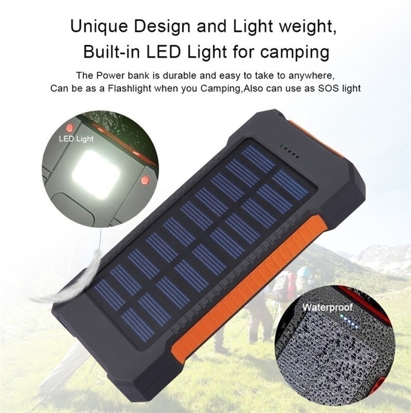 Banco de energía Solar de 80000mAh, cargador de teléfono móvil portátil de gran capacidad, LED, Banco de energía de viaje al aire libre para Xiaomi, Samsung y IPhone