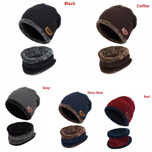 Gorro de punto de lana para niños, pasamontañas cuello, bufanda, gorro - Imagen 6