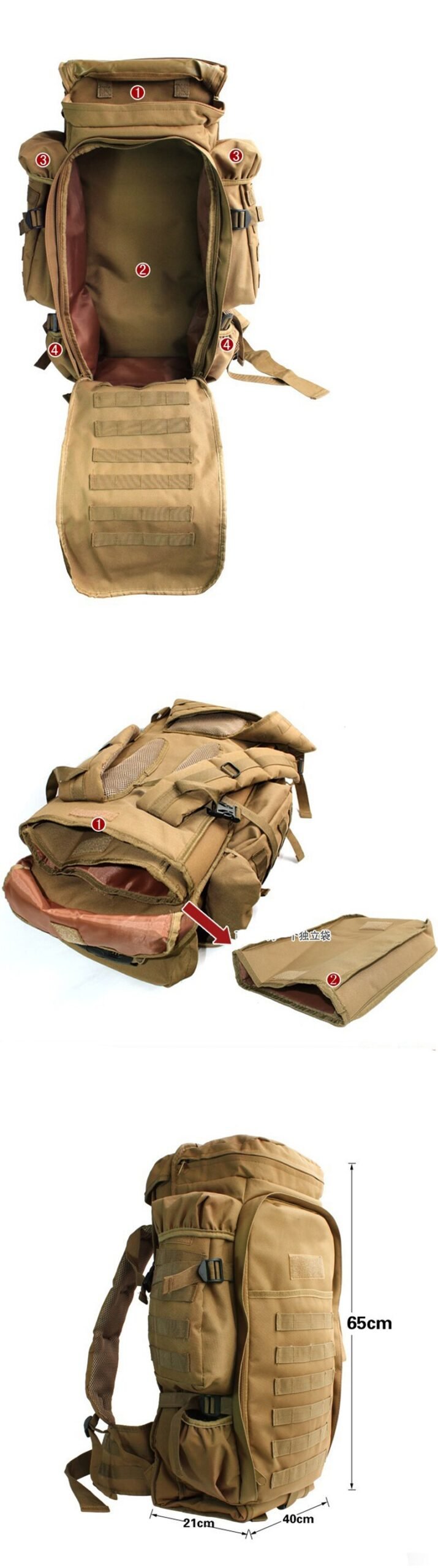Mochila táctica militar de 70L, bolsa de Rifle Airsoft, impermeable, para viajes al aire libre, Trekking, escalada, Camping, mochila de asalto