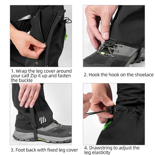 Polainas ROCKBROS senderismo, esquí, impermeables, cubierta de zapatos de invierno, Senderismo Trekking - Imagen 5